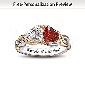 Two Hearts One Love Personalized Ring
