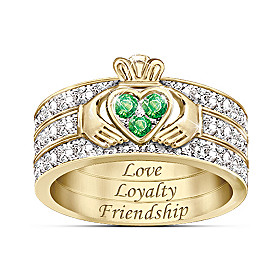 Blessing Of The Claddagh Emerald & Diamond Ring