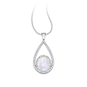 Opulence Australian Opal And Diamond Pendant Necklace 