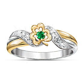 Lucky Shamrock Emerald & Diamond Ring