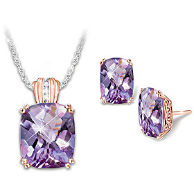 Lavender Radiance Pendant Necklace And Earrings Set
