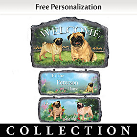 Lovable Pugs Personalized Welcome Sign Collection