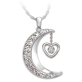 I Love You To The Moon And Back Diamond Pendant Necklace