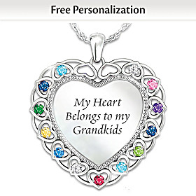 My Heart, My Grandkids Personalized Pendant Necklace