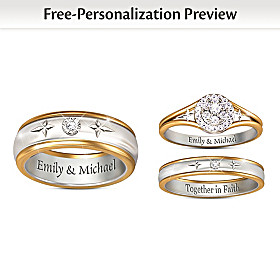 Forever In Faith His & Hers Personalized Wedding Rings