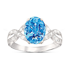 Summer Breeze Swiss Blue Topaz & Diamond Ring