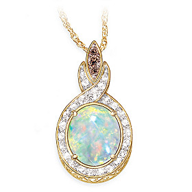 Queen Of Gems Ethiopian Opal And Diamond Pendant Necklace