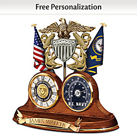 Navy Values Personalized Thermometer Clock