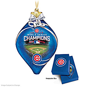 Chicago Cubs 2016 World Series Champions Glass Ornament