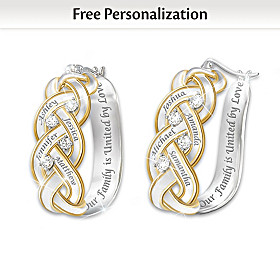 Strength Of Family Personalized Diamond Earrings