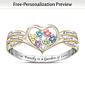 Our Family Is A Garden Of Love Personalized Ring