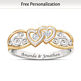 Two Hearts, One Promise Personalized Diamond Ring