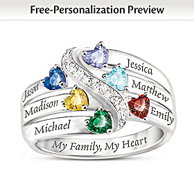My Family, My Heart Personalized Ring