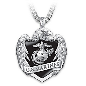 USMC Eagle Shield Pendant Necklace