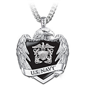 U.S. Navy Eagle Shield Pendant Necklace