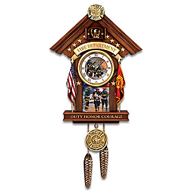 Firefighter Commitment To Courage Cuckoo Clock