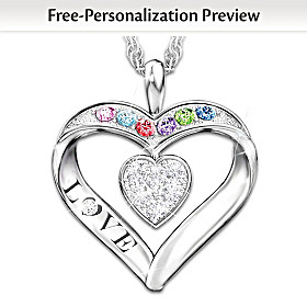 Surrounded By Love Personalized Diamond Pendant Necklace