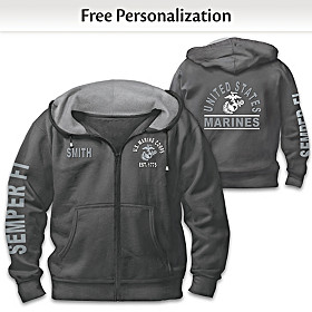 Ready At The Reveille USMC Personalized Men's Hoodie