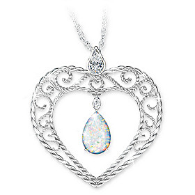 My Husband, My Love Created Opal & Diamond Pendant Necklace