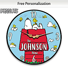 Time With Snoopy Personalized Wall Clock