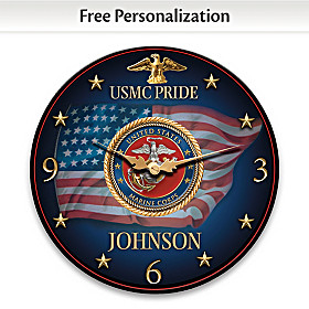 USMC Pride Personalized Wall Clock