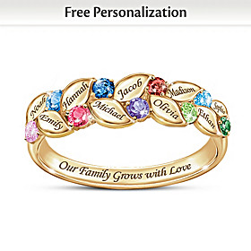 Birthstone Our Family Of Joy Personalized Ring
