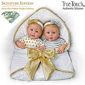 Silver And Gold Twins Silicone Baby Doll Set