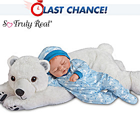 Brayden Baby Doll & Snowball Plush Polar Bear Set
