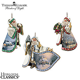 Thomas Kinkade Heirloom Santa Ornaments: Set One