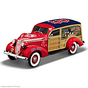 Cruising To Victory Red Sox Woody Wagon Sculpture