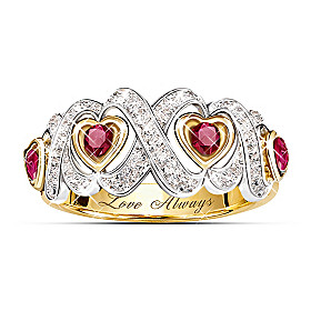 Hearts And Kisses Ruby And Diamond Ring